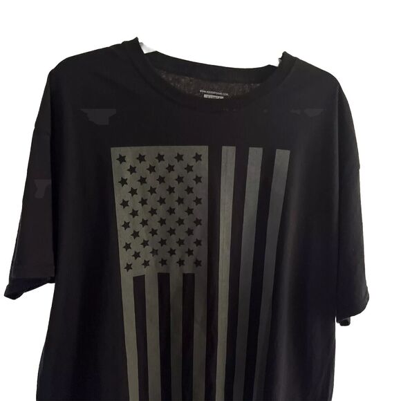 X-Large Sport Gear Black Graphic T-Shirt American Flag Crew Neck Short Sleeve - Picture 2 of 5